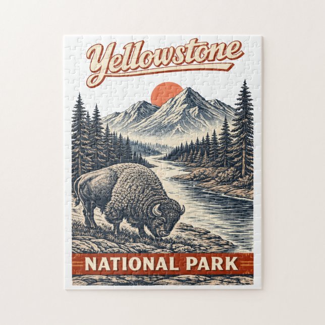 Yellowstone National Park - Bison Pussel (Vertikal)