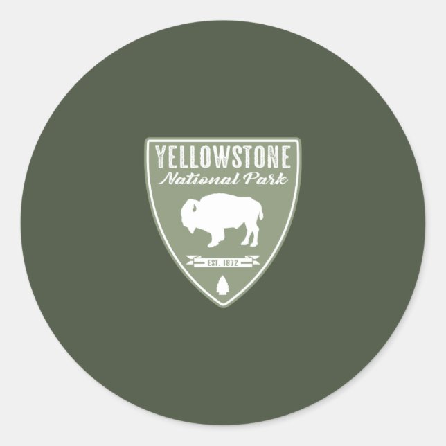 Yellowstone National Park Bison Runt Klistermärke (Framsida)