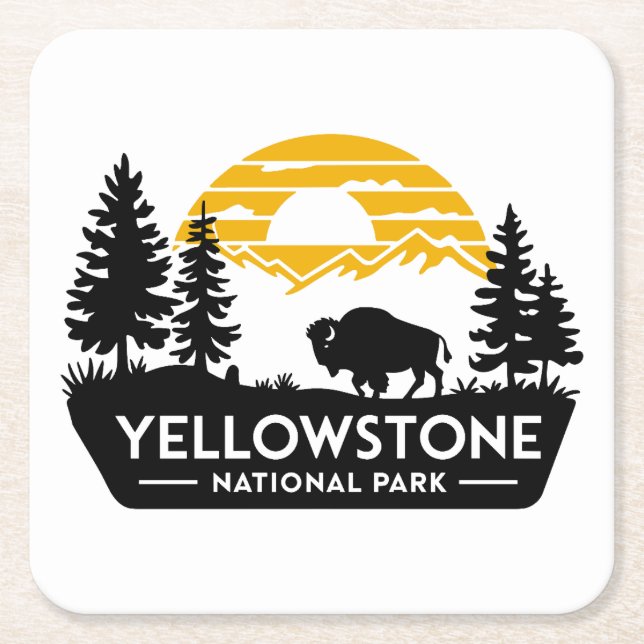 Yellowstone National Park Bison Underlägg Papper Kvadrat (Framsidan)