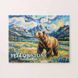 Yellowstone National Park Björn Landskap Van Gogh Pussel