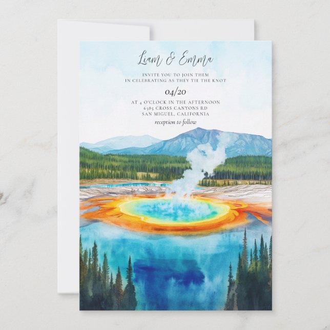 YELLOWSTONE NATIONAL PARK Bröllopsinbjudan Inbjudningar (Framsida)