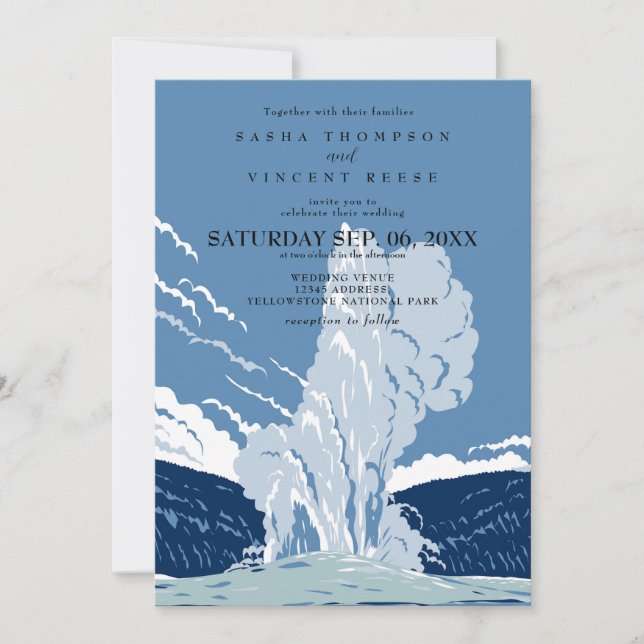 Yellowstone National Park bröllopsinbjudan Retro Inbjudningar (Framsida)