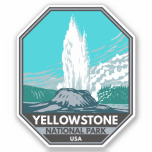 Yellowstone National Park Castle Geyser Vintage Klistermärken