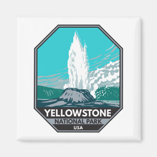 Yellowstone National Park Castle Geyser Vintage Magnet