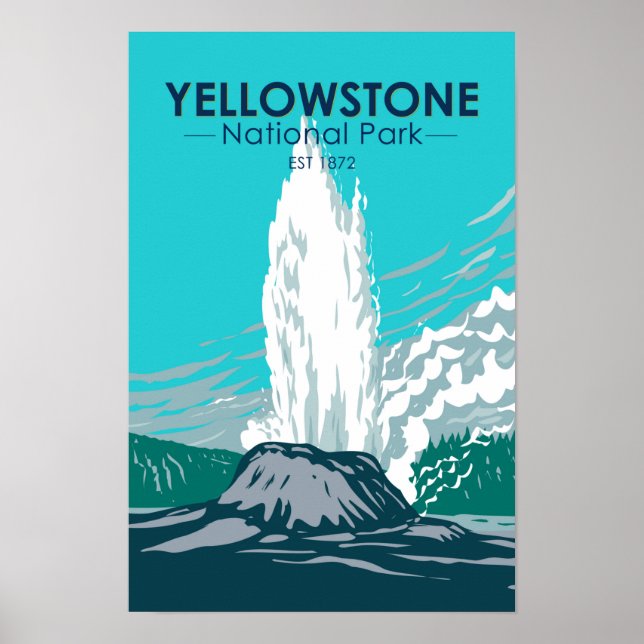 Yellowstone National Park Castle Geyser Vintage Poster (Framsidan)