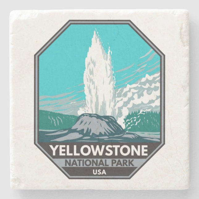Yellowstone National Park Castle Geyser Vintage Stenunderlägg (Framsidan)