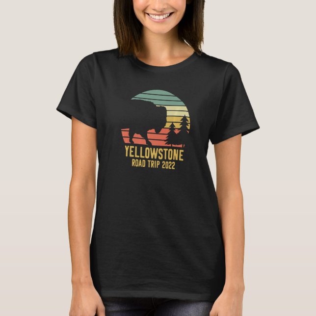 Yellowstone National Park Family Road Resa 2022 Mo T Shirt (Framsida)