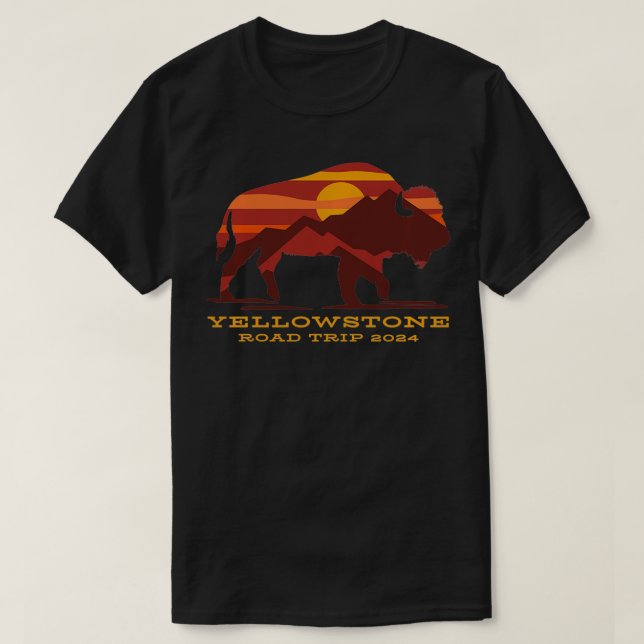 Yellowstone National Park Family Road Resa 2024 Mo T Shirt (Design framsida)