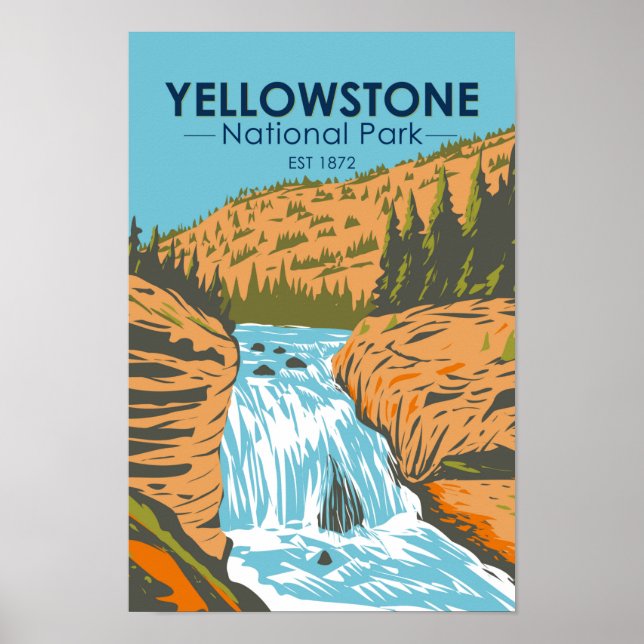Yellowstone National Park Firehole Falls Vintage Poster (Framsidan)