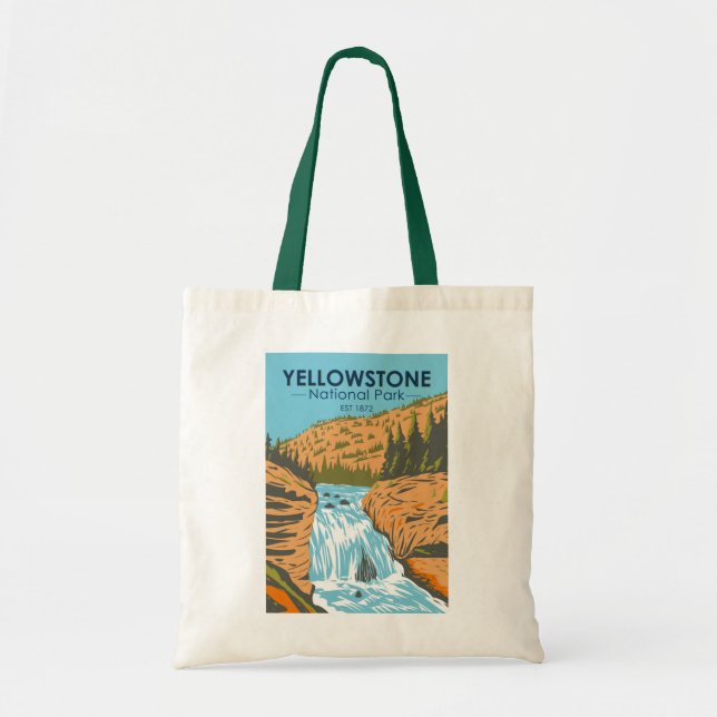 Yellowstone National Park Firehole Falls Vintage Tygkasse (Framsidan)