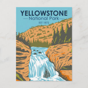 Yellowstone National Park Firehole Falls Vintage Vykort