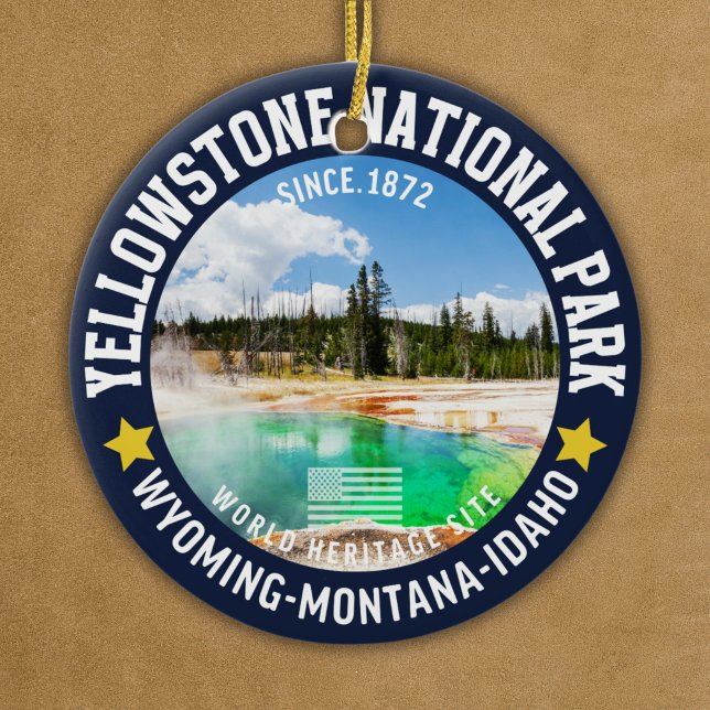 Yellowstone National Park Forest Landscape Julgransprydnad Keramik (Skapare uppladdad)