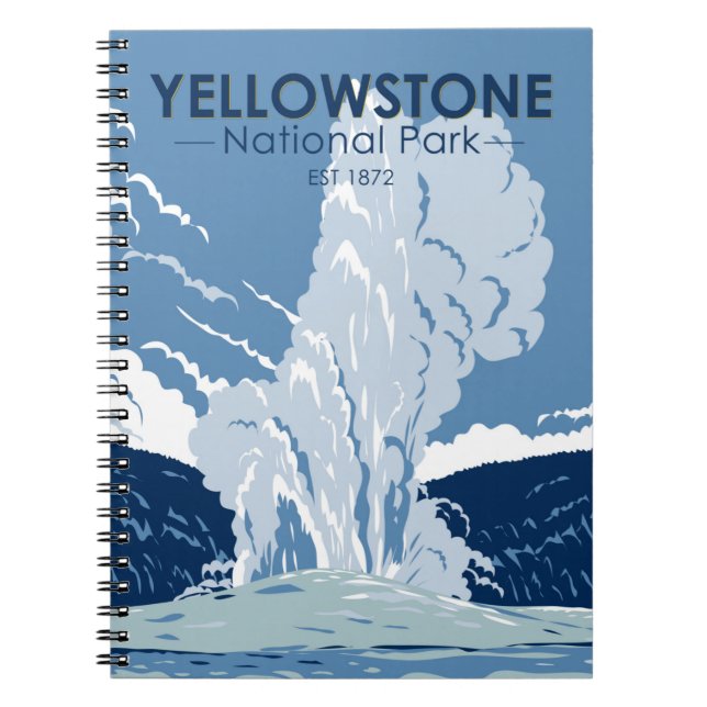 Yellowstone National Park Gamle Faithful Vintage Anteckningsbok (Framsidan)