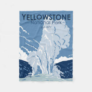 Yellowstone National Park Gamle Faithful Vintage Fleecefilt