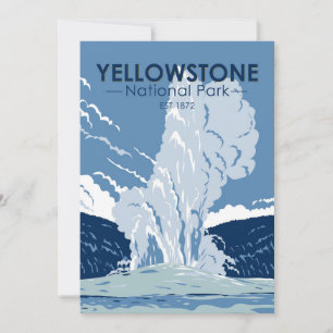 Yellowstone National Park Gamle Faithful Vintage Julkort