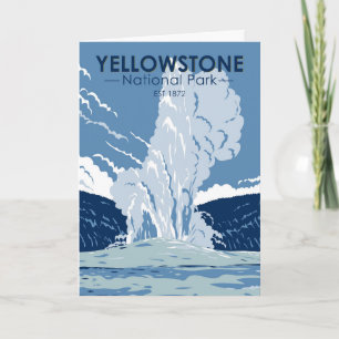 Yellowstone National Park Gamle Faithful Vintage Kort