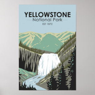 Yellowstone National Park Gibbon Falls Vintage Poster