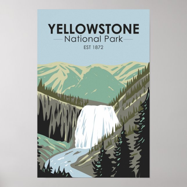 Yellowstone National Park Gibbon Falls Vintage  Poster (Framsidan)