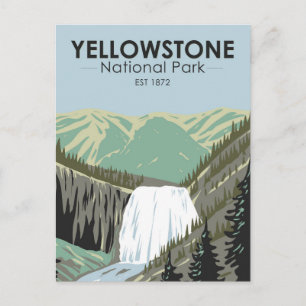 Yellowstone National Park Gibbon Falls Vintage Vykort
