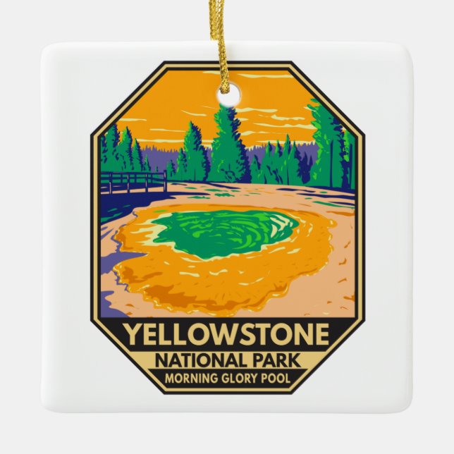 Yellowstone National Park God God Bassäng Retro Julgransprydnad Keramik (Framsida)