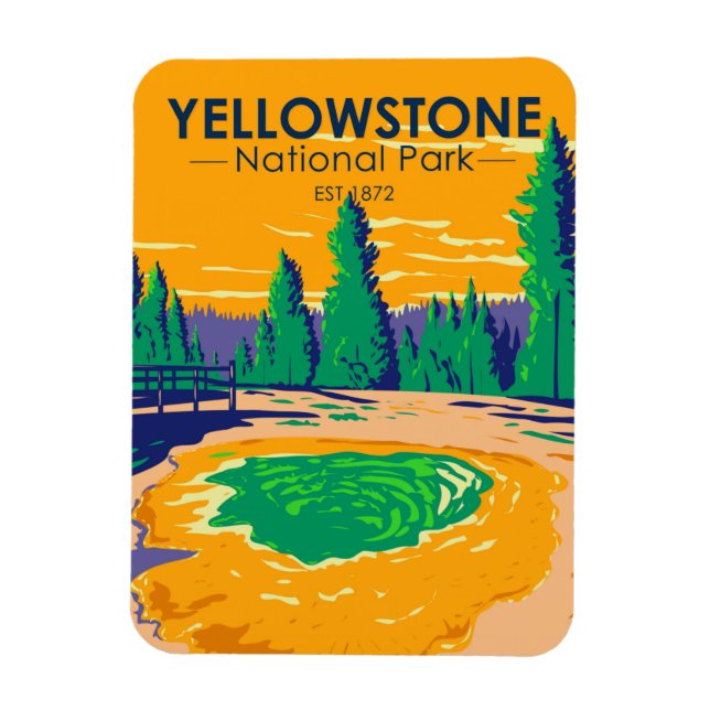 Yellowstone National Park God God Bassäng Retro Magnet (Vertikal)