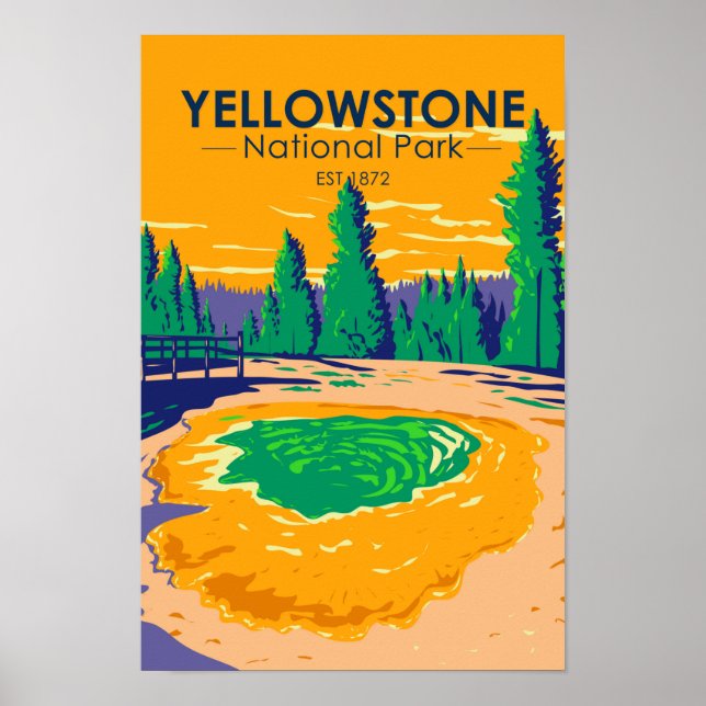 Yellowstone National Park God God Bassäng Retro Poster (Framsidan)