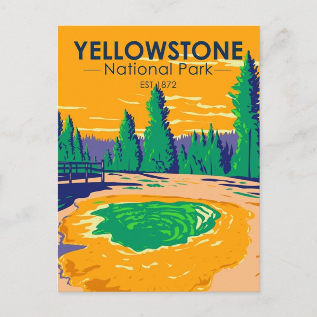 Yellowstone National Park God God Bassäng Retro Vykort (Framsida)