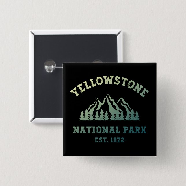Yellowstone National Park Gradient Hiking Camping Knapp (Framsida & baksida)
