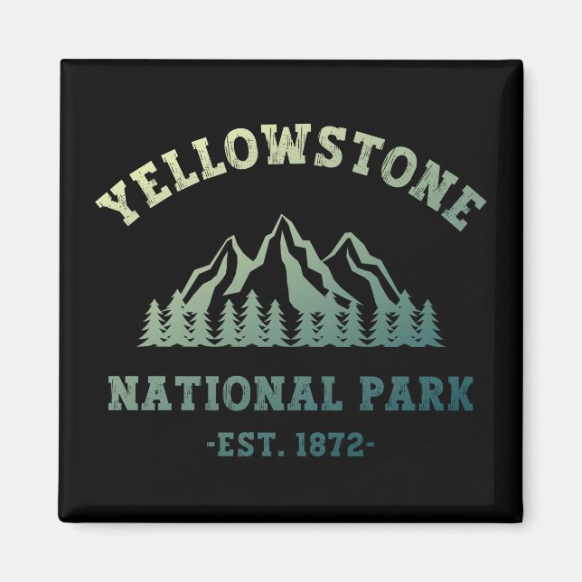 Yellowstone National Park Gradient Hiking Camping Magnet (Framsidan)