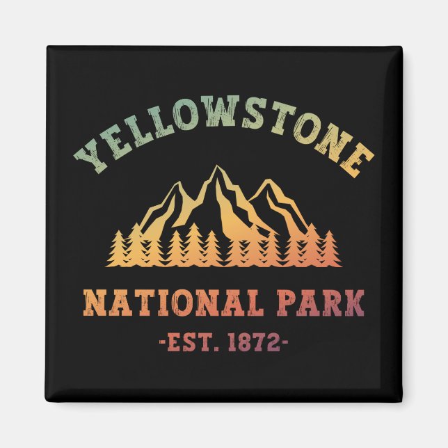 Yellowstone National Park Gradient Hiking Camping Magnet (Framsidan)