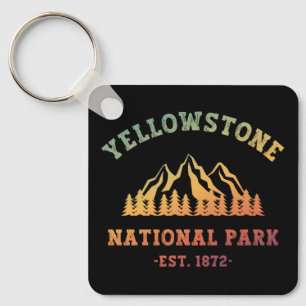 Yellowstone National Park Gradient Hiking Camping Nyckelring