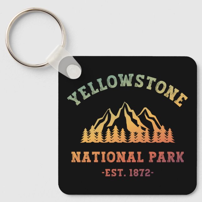 Yellowstone National Park Gradient Hiking Camping Nyckelring (Framsida)