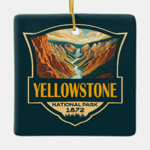 Yellowstone National Park Grand Canyon Retro Art Julgransprydnad Keramik