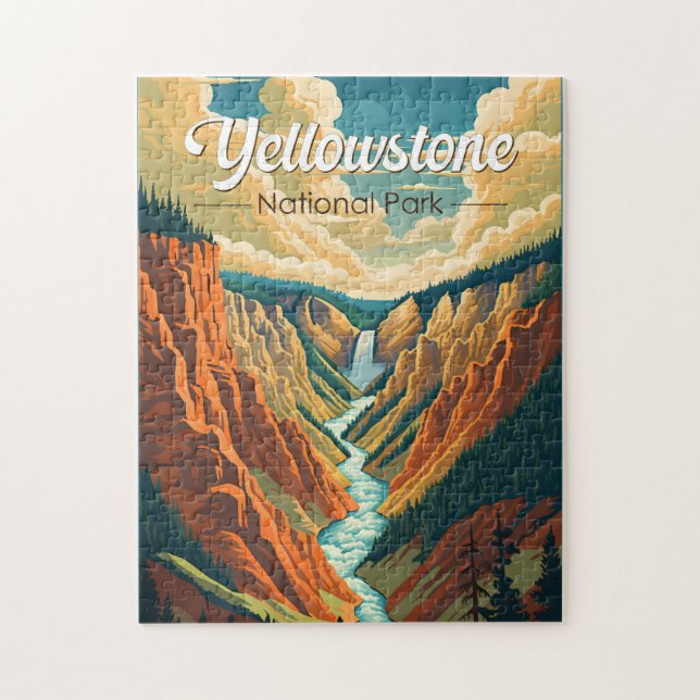 Yellowstone National Park Grand Canyon Retro Art Pussel (Vertikal)