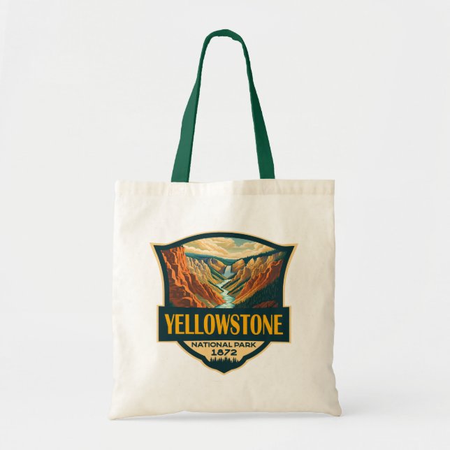 Yellowstone National Park Grand Canyon Retro Art Tygkasse (Framsidan)