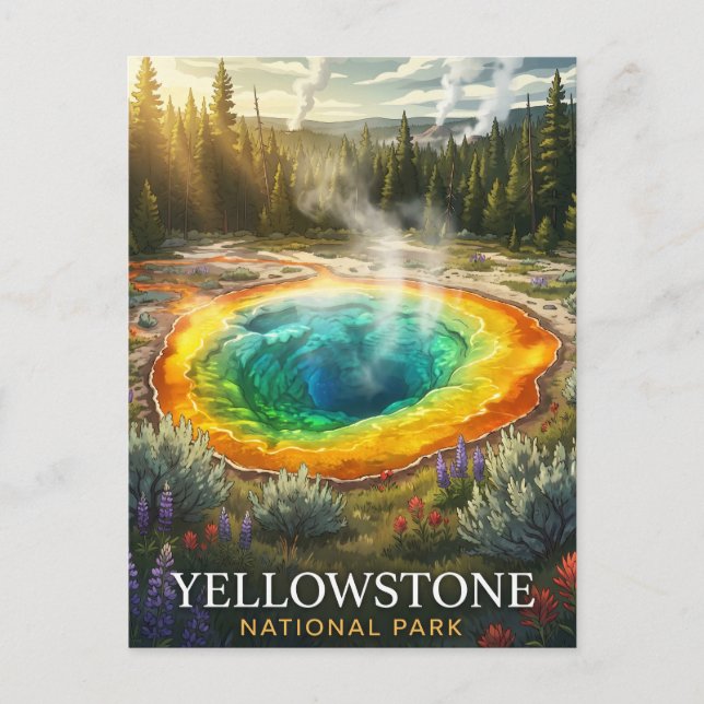 Yellowstone National Park Grand Prismatic Spring Vykort (Framsida)