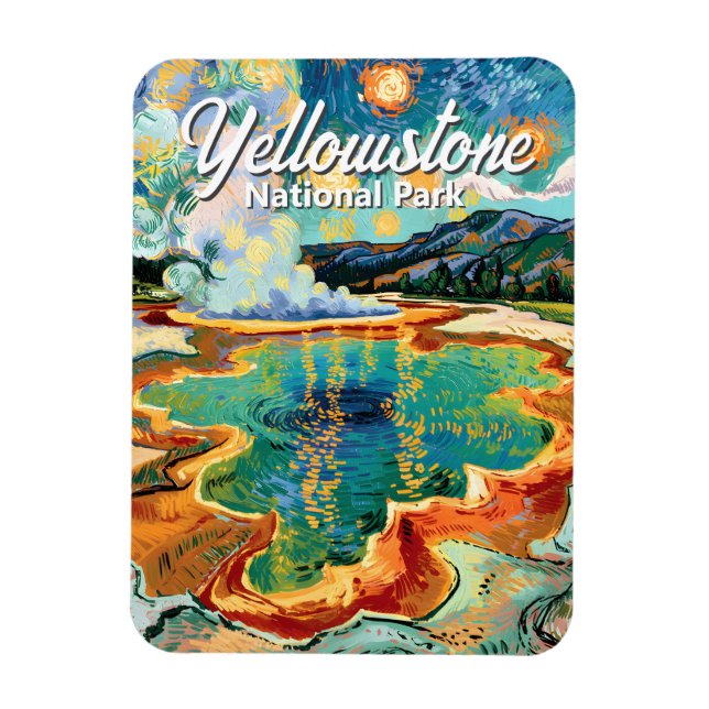 Yellowstone National Park Grand Prismatic Van Gogh Magnet (Vertikal)