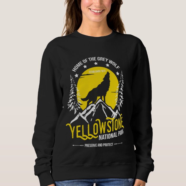 Yellowstone National Park Grått Varg Hiking & Camp T Shirt (Framsida)