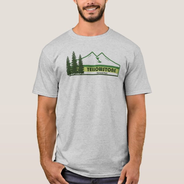 Yellowstone National Park Grönt Rand T Shirt (Framsida)