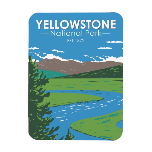 Yellowstone National Park Hayden Valley Vintage Magnet (Vertikal)