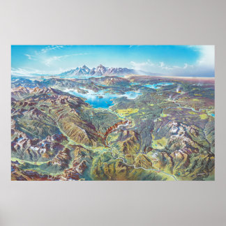 Yellowstone National Park Landscape Painting Poster