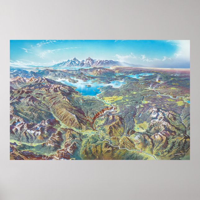 Yellowstone National Park Landscape Painting Poster (Framsidan)