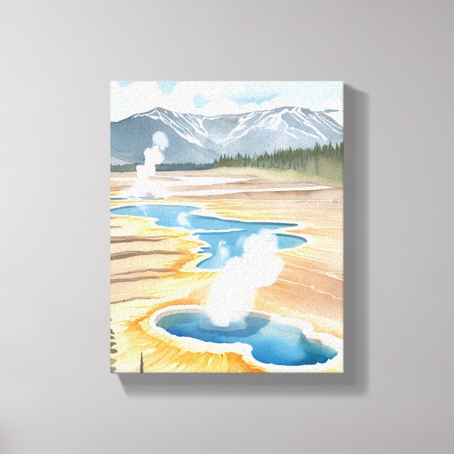 Yellowstone National Park | Landskapsvattenfärg Canvastryck (Framsida)