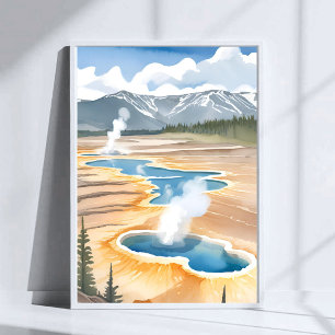 Yellowstone National Park Landskapsvattenfärg Poster