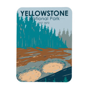 Yellowstone National Park Lera Volcano Vintage Magnet