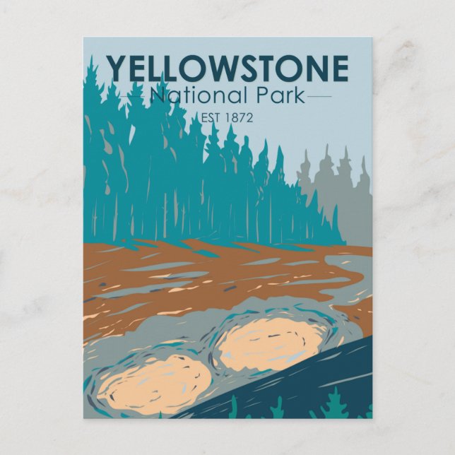 Yellowstone National Park Lera Volcano Vintage Vykort (Framsida)