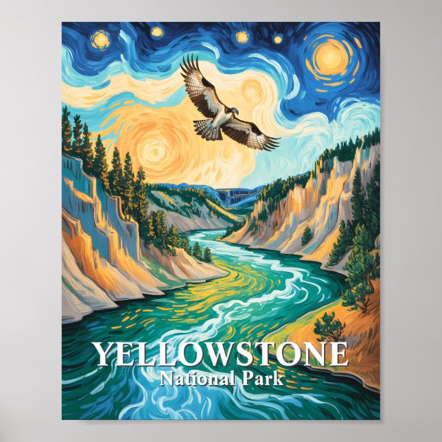 Yellowstone National Park Levande Fågel Fiskgjuse Poster (Framsidan)