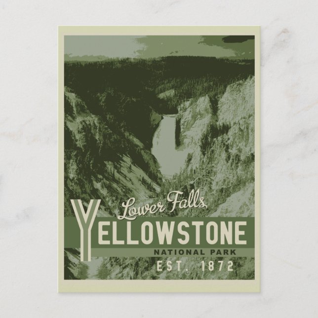 Yellowstone National Park Lower Falls-vykort Vykort (Framsida)