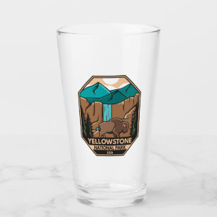 Yellowstone National Park Minimal Bison Retro Glaskopp
