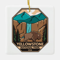 Yellowstone National Park Minimal Bison Retro